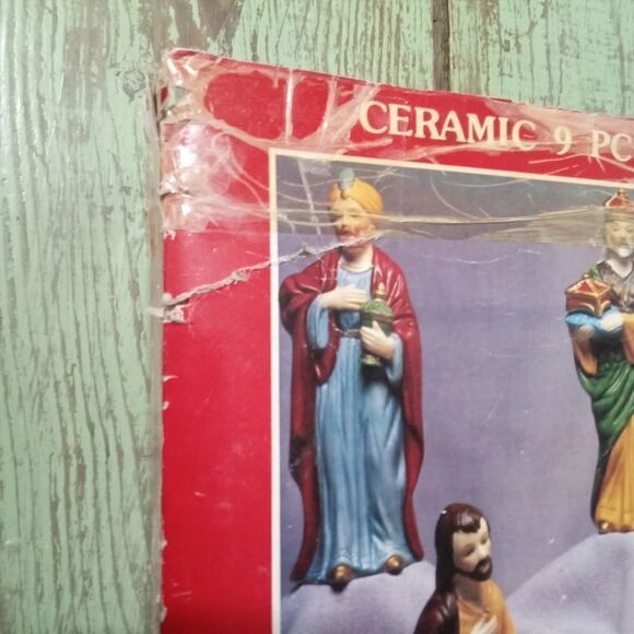 Vintage Ceramic 9 pc Nativity Set Mersco Wholesale Christmas Decoration - Picture 11 of 15